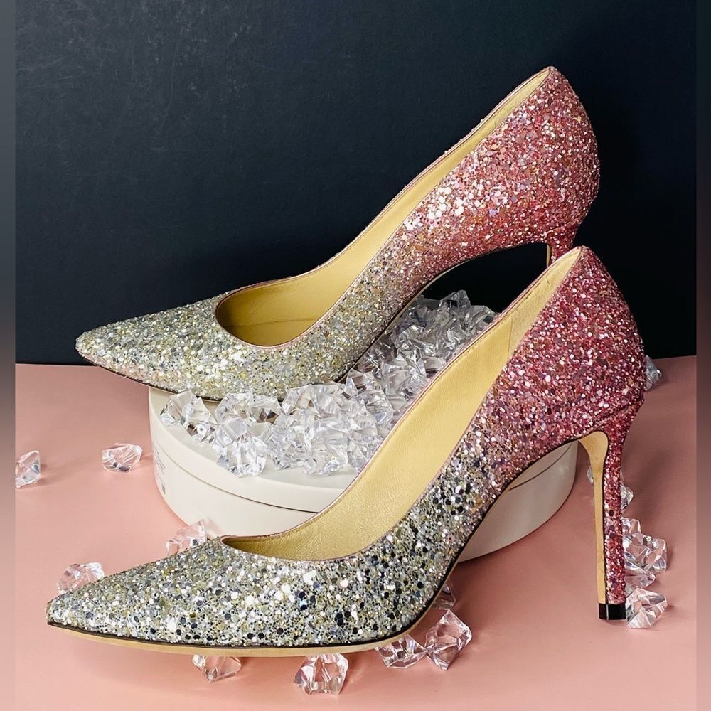 🛍️ Jimmy Choo Authentic Romy 100 Gradient Ombré Heels. Almost Brand New. Sz 37.5